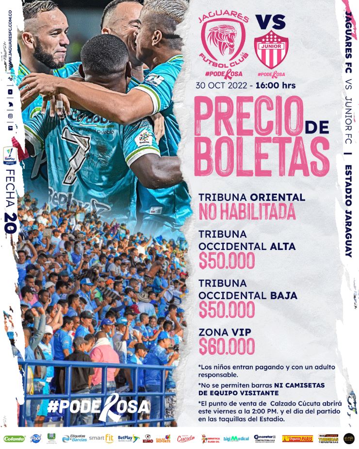 PRECIOS DE BOLETAS PARA EL PARTIDO VS ATLÉTICO JUNIOR | Jaguares